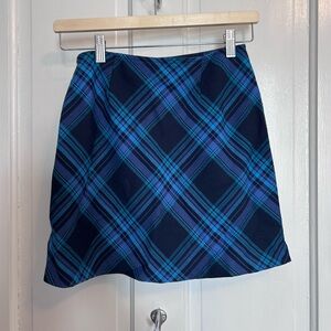 blue plaid skirt